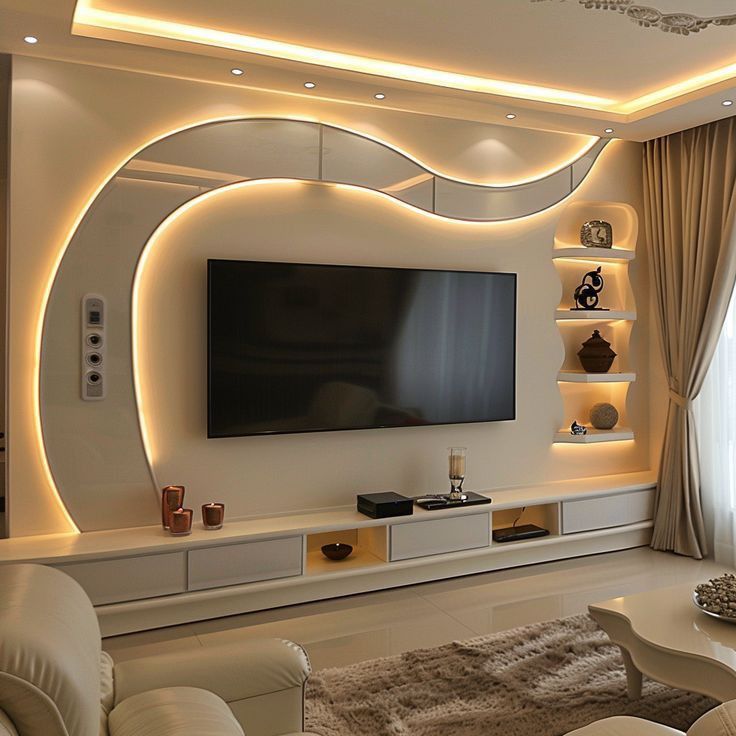 LED Backlit TV Wall Design
